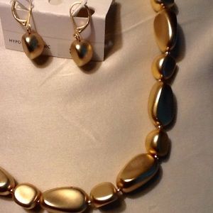 NWT Charter Club gold colored necklace earring set